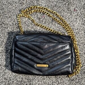 Rebecca Minkoff Edie Small Crossbody Leather Bag BLACK Gold $248 AUTHENTIC